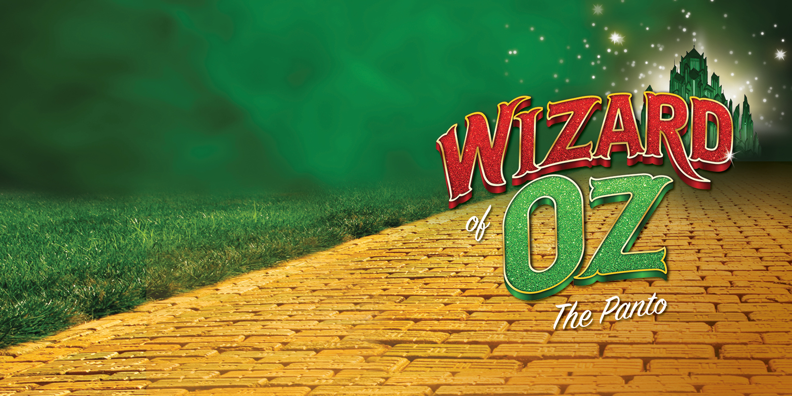 Wizard of Oz: The Panto auditions showing the yellow brick road and the Emerald City